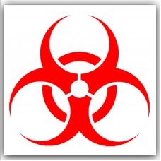 6 x Biohazard Symbol-Red on White,External Self Adhesive Warning Stickers-Bio Hazard-Health and Safety Signs 